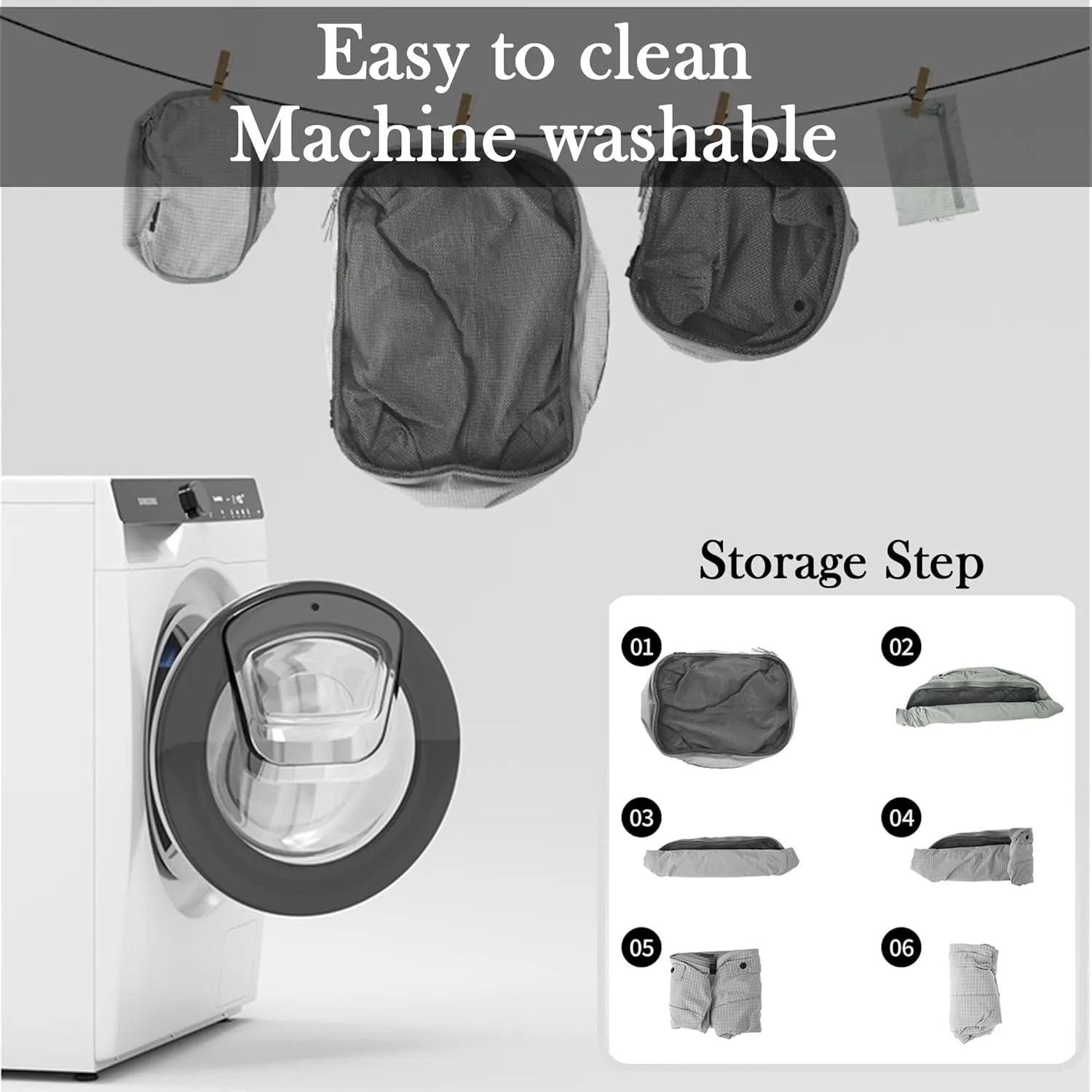 Naturehike Ultralight Machine-Washable 4 Sizes Packing Cubes, Women & Men Compression Packing Bags for Suitcases, Space-Saving Luggage Organizers, Trip Accessories for Travel Luggage (Gray, L)