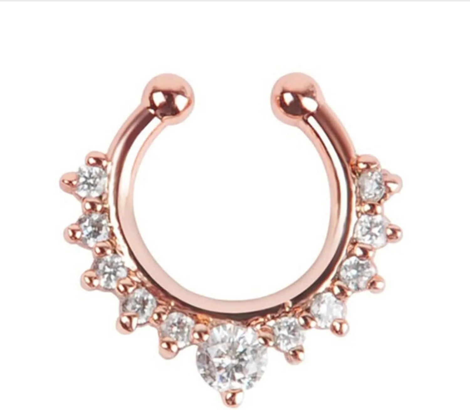 Nose Jewelry, Stainless Steel Piercing Jewelry Ring 1Pc White Round Cubic Zirconia U Shape Piercing Jewelry Friendship Gift for Men and Women