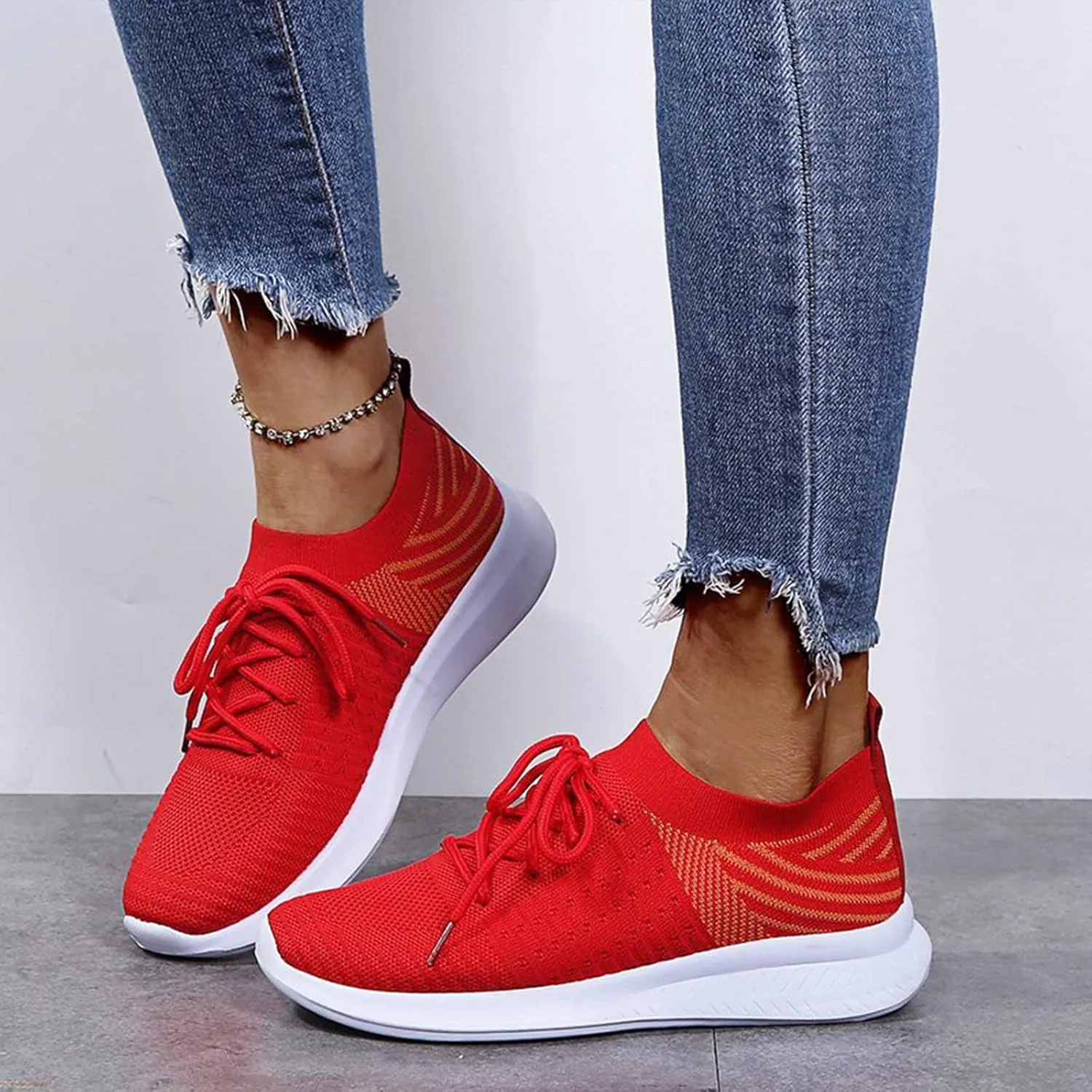 Optigard Women's Casual Lace Up Sneakers Mesh Breathable Daily Walking Shoes, Lightweight & Comfort Memory Foam Gym Wide Width Running Shoes