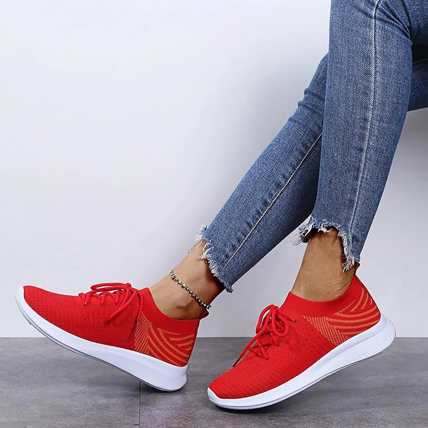 Optigard Women's Casual Lace Up Sneakers Mesh Breathable Daily Walking Shoes, Lightweight & Comfort Memory Foam Gym Wide Width Running Shoes