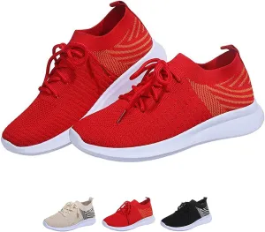 Optigard Women's Casual Lace Up Sneakers Mesh Breathable Daily Walking Shoes, Lightweight & Comfort Memory Foam Gym Wide Width Running Shoes