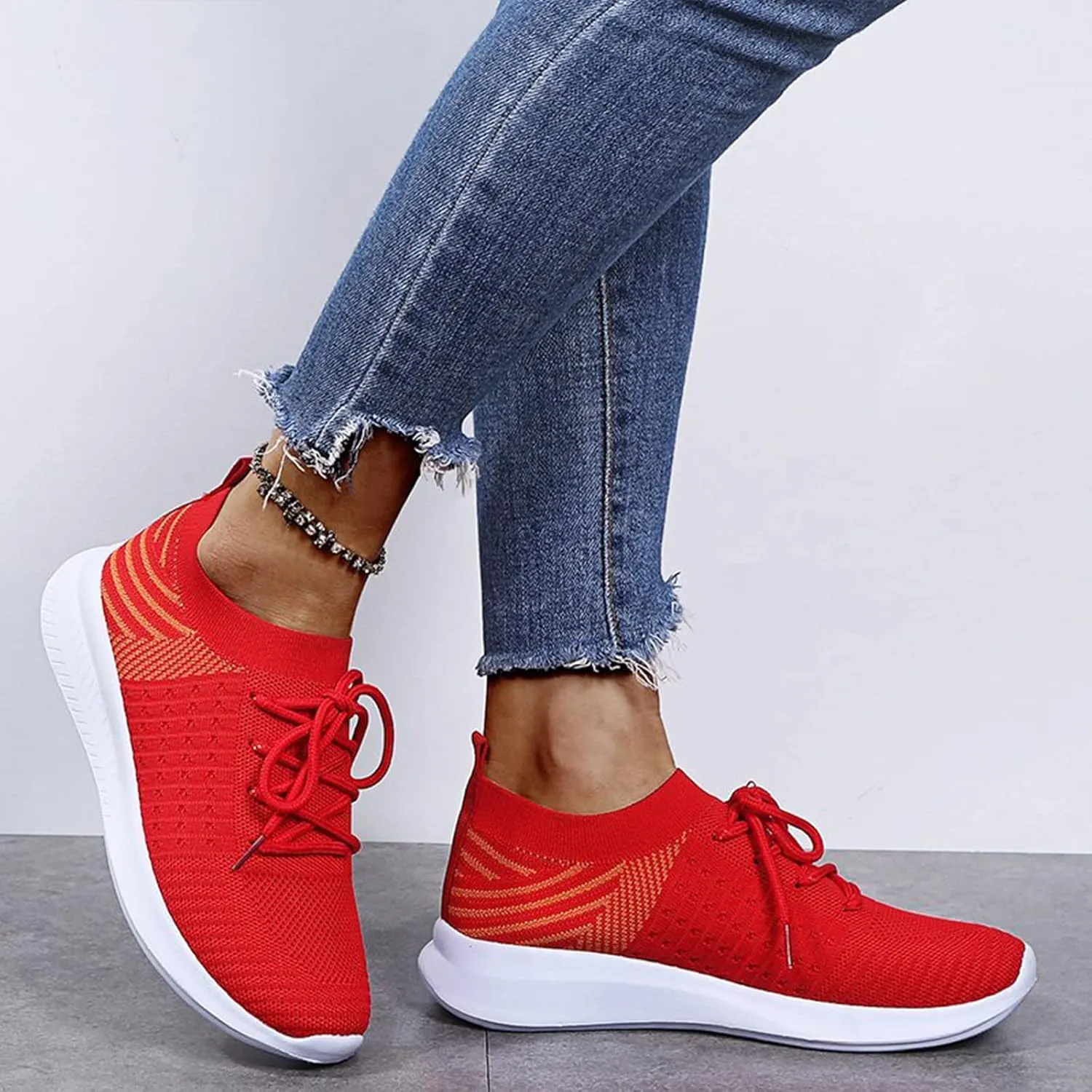 Optigard Women's Casual Lace Up Sneakers Mesh Breathable Daily Walking Shoes, Lightweight & Comfort Memory Foam Gym Wide Width Running Shoes
