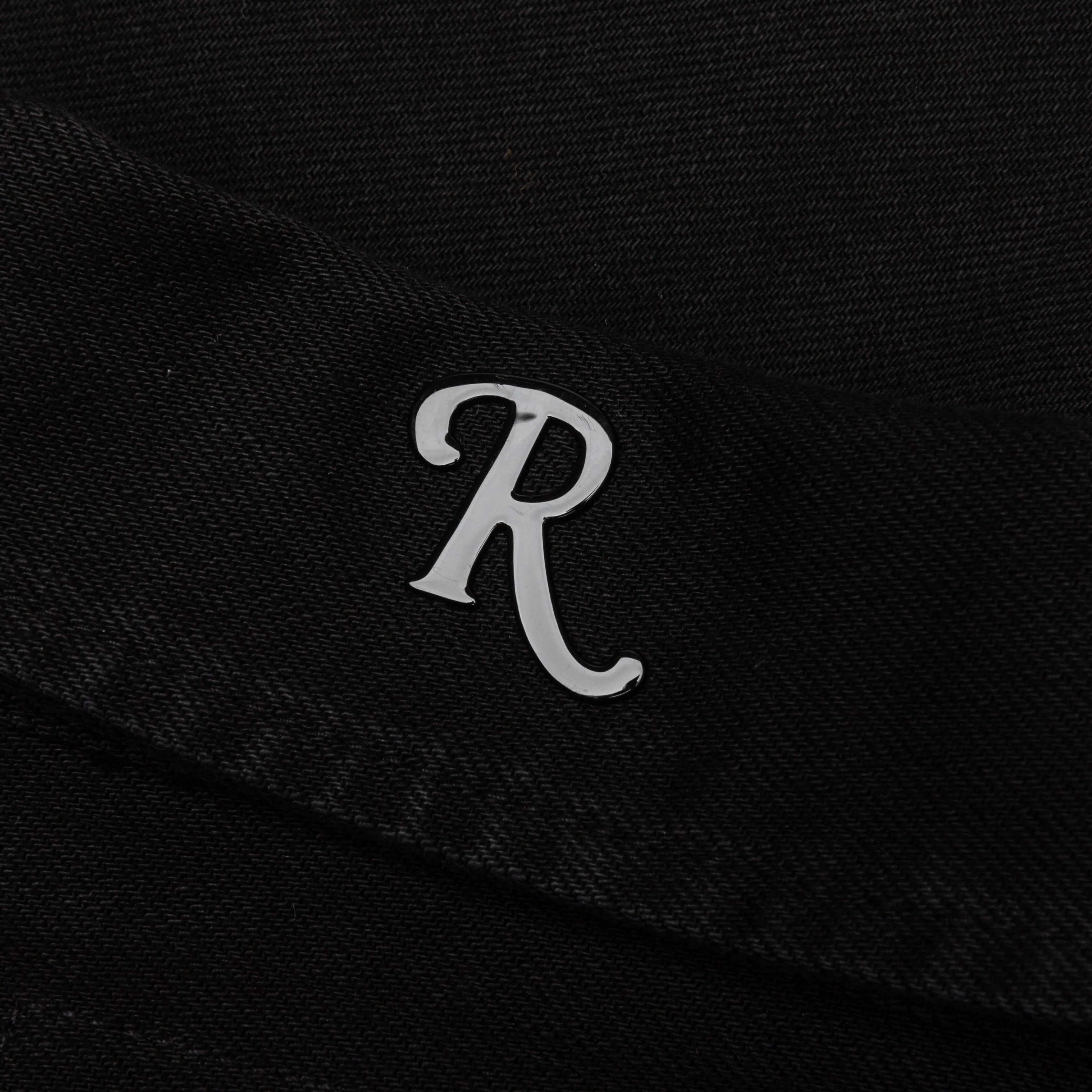 Oversized Bicolor R Pin Denim Shirt - Black