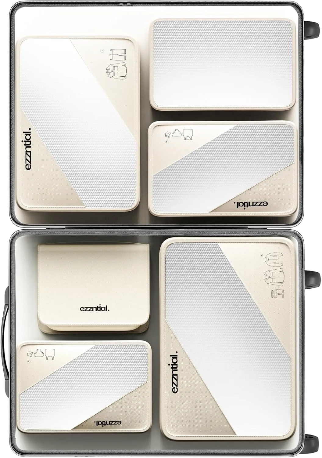 Packing Cubes for Travel, Suitcase Essentials Organizer Bags Set for Luggage, Road Trip Travel Accessories in 4 Sizes (Extra Large, Large, Medium, Small),Suitable for 24-inch suitcase Cream.