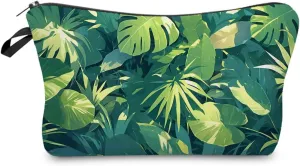 Palm Leaves Makeup Bag Small Organizer Bag Toiletry Zipper Pouch Monstera Leaves Cosmetic Bag Birthday Present for Women Friends Sisters