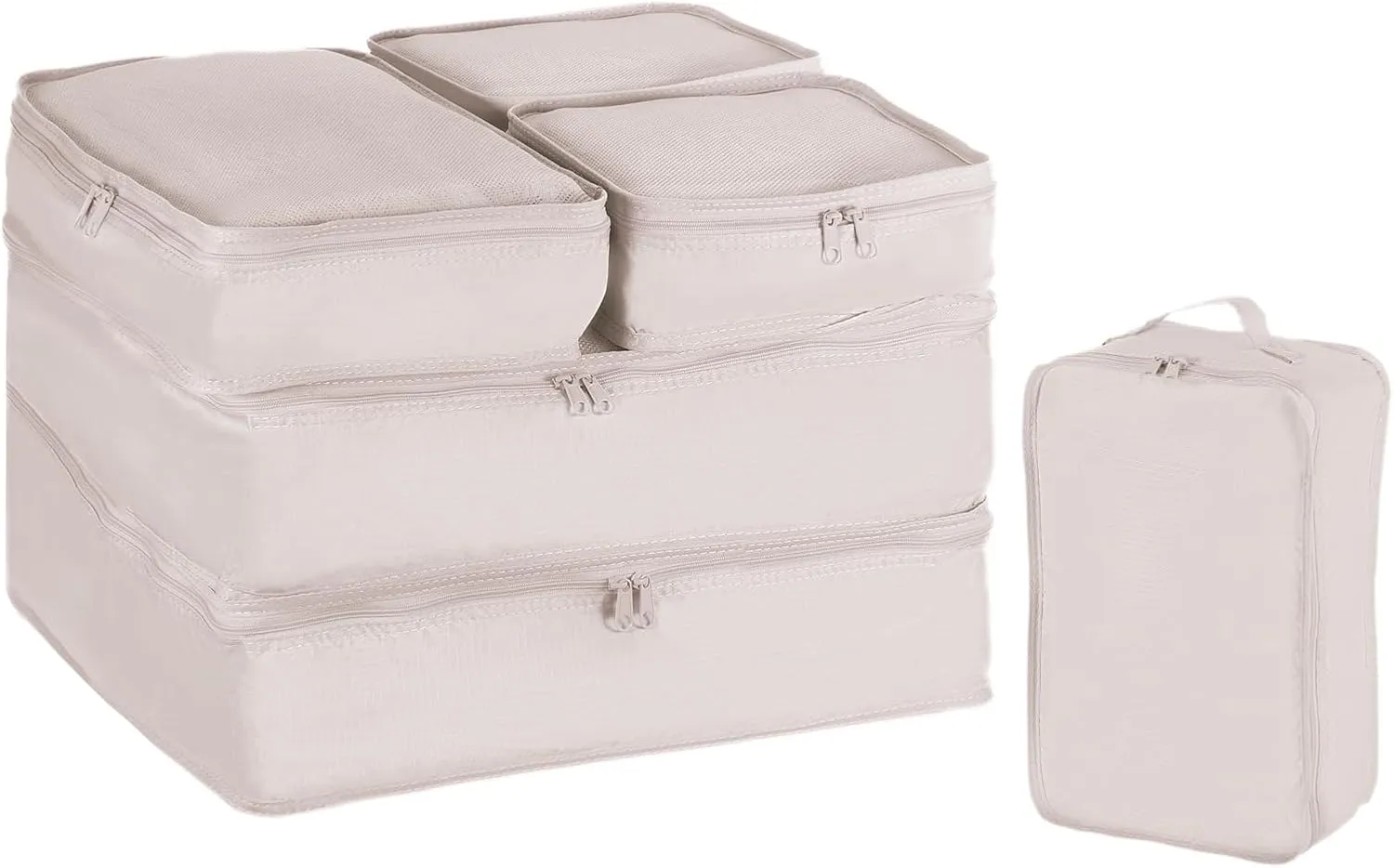 PATIKIL 6 Set Travel Packing Cube, Travel Bags Organizer for Luggage Waterproof Suitcase Organizer Bags Set Travel Essentials with Shoe Bag for Carry on Suitcases, Beige