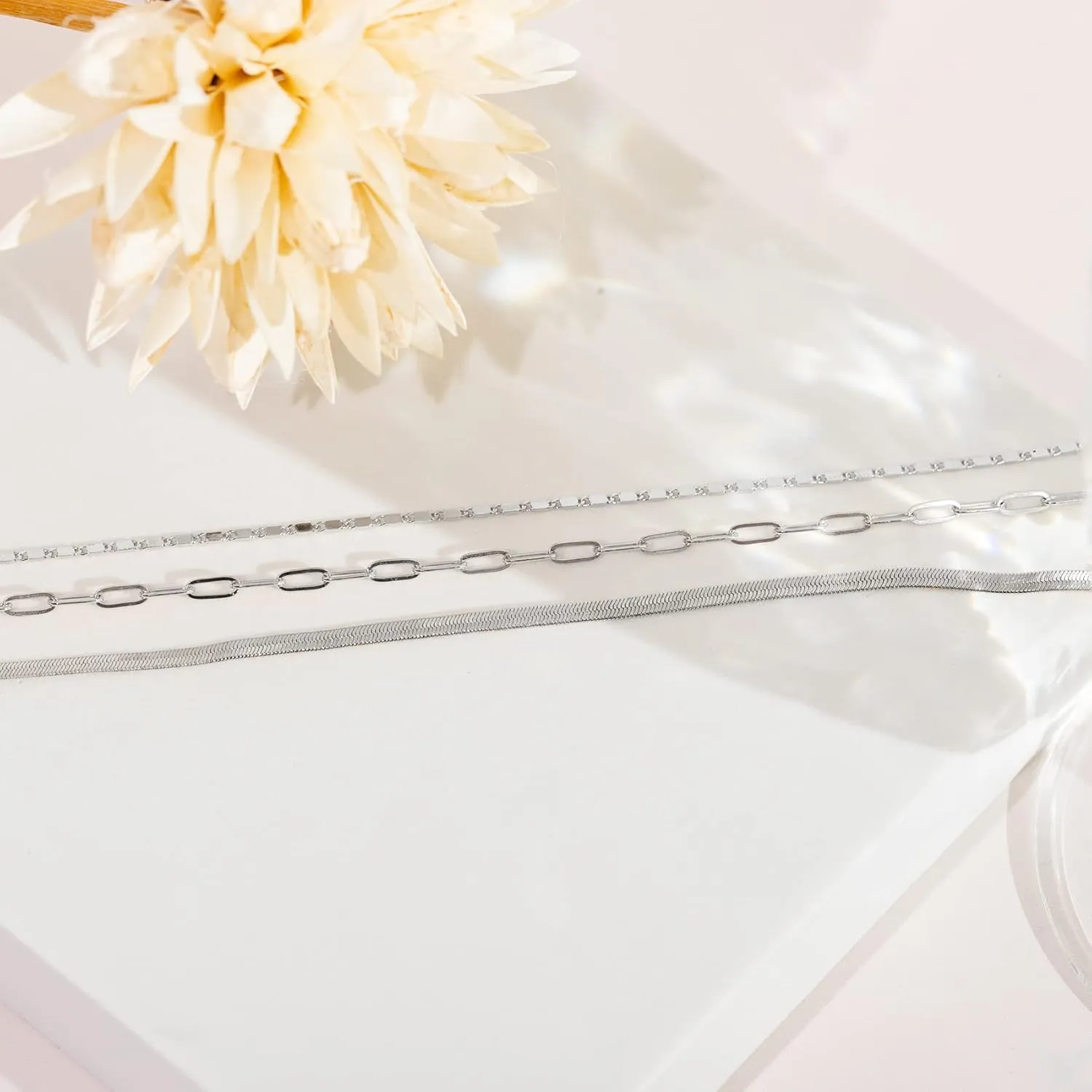PAVOI 14K Gold Plated Dainty Layering Necklaces for Women | Snake Chain, Curb Link, Paperclip Layered Chains | Trendy Layering Necklace