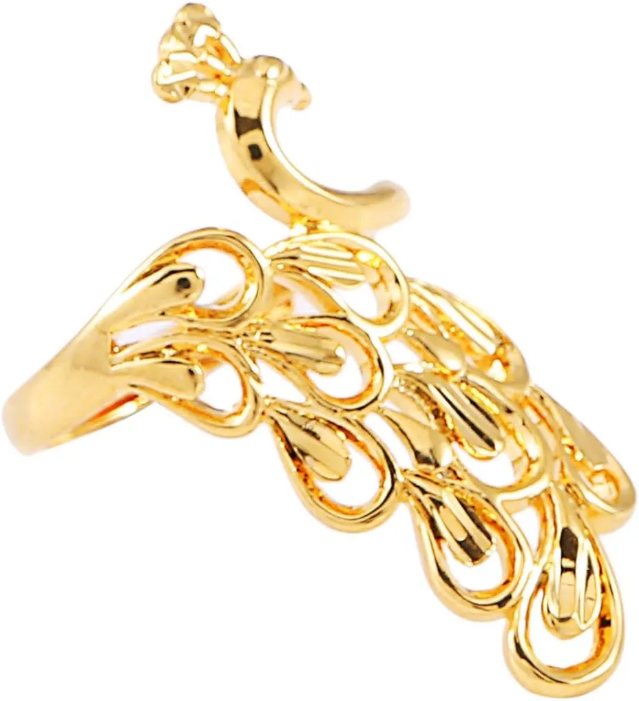Peacock Ring for Women Gold Color Luxury Jewelry Romantic Peafowl Ring Jewelry