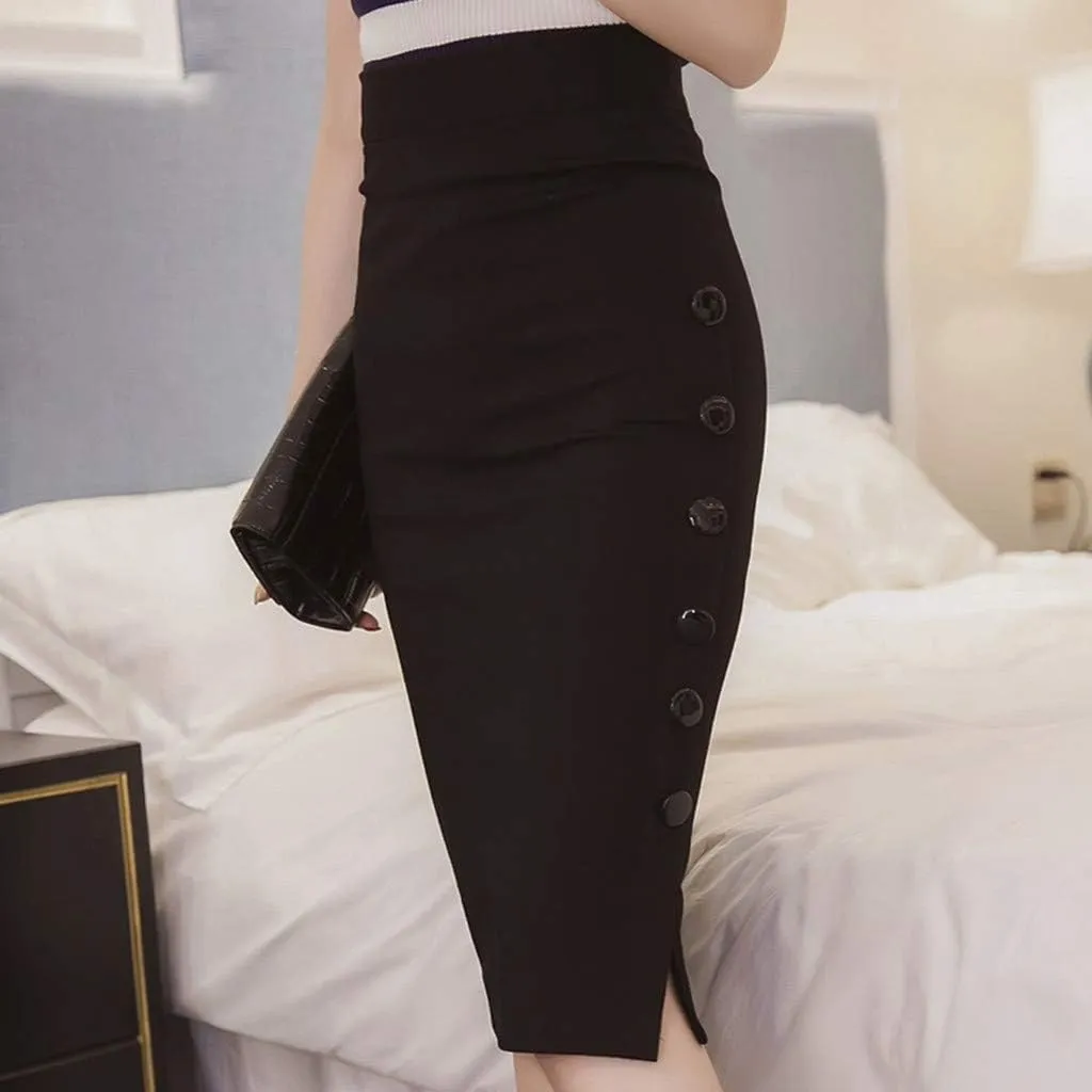 Pencil Skirts for Women Knee Length Plus Size Split Size Office Multiple Pencil Womens High Skirt Waisted