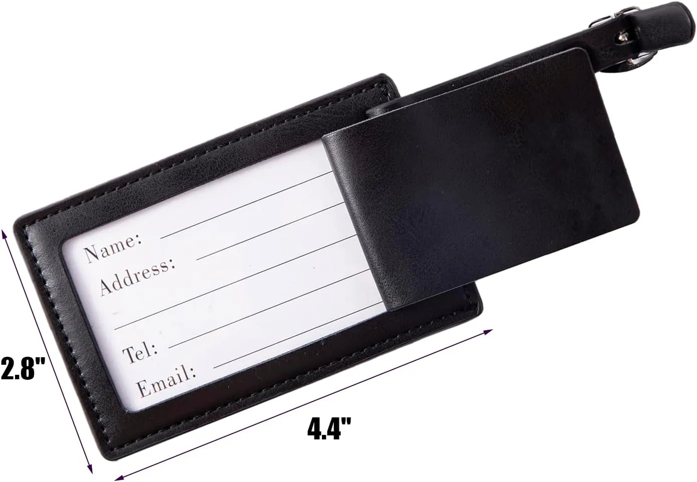 Personalized Luggage Tag Initial Luggage Tag Pu Leather for Suitcase Bag Tag for Baggage Luggage Tag with Full Privacy Cover ID Label (Black/Gold, S)