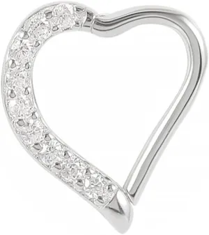 Piercing Jewelry for Women, Sterling Silver Body Piercing Jewelry 1Pc Nose Ring 1mm Thickness White Cubic Zirconia Heart Inlay Piercing Jewelry Gift