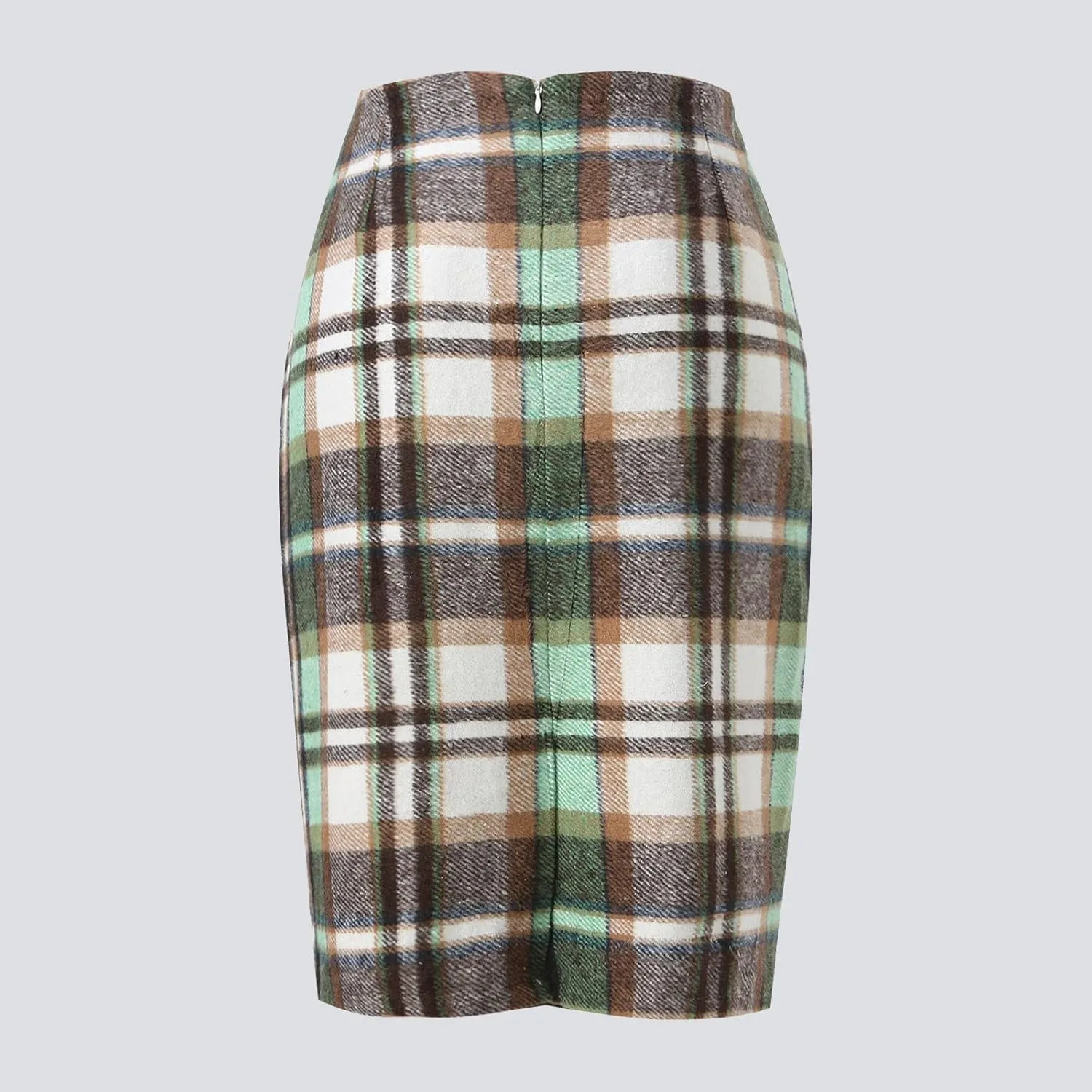 Plaid Skirts for Women 2024 Fall Winter Knee Length Wool Pencil Skirt