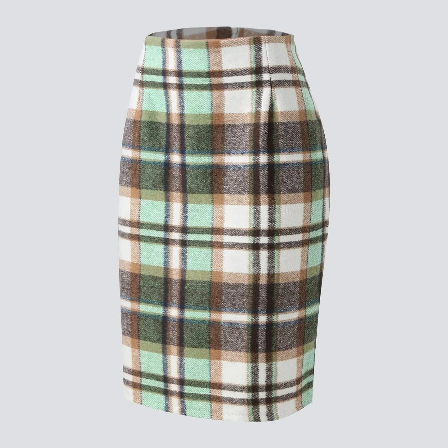 Plaid Skirts for Women 2024 Fall Winter Knee Length Wool Pencil Skirt