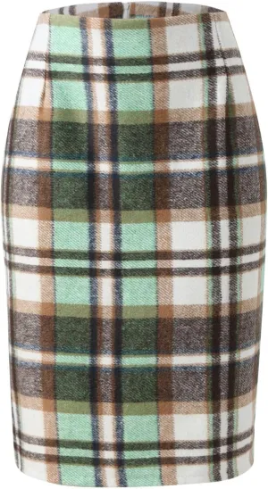 Plaid Skirts for Women 2024 Fall Winter Knee Length Wool Pencil Skirt