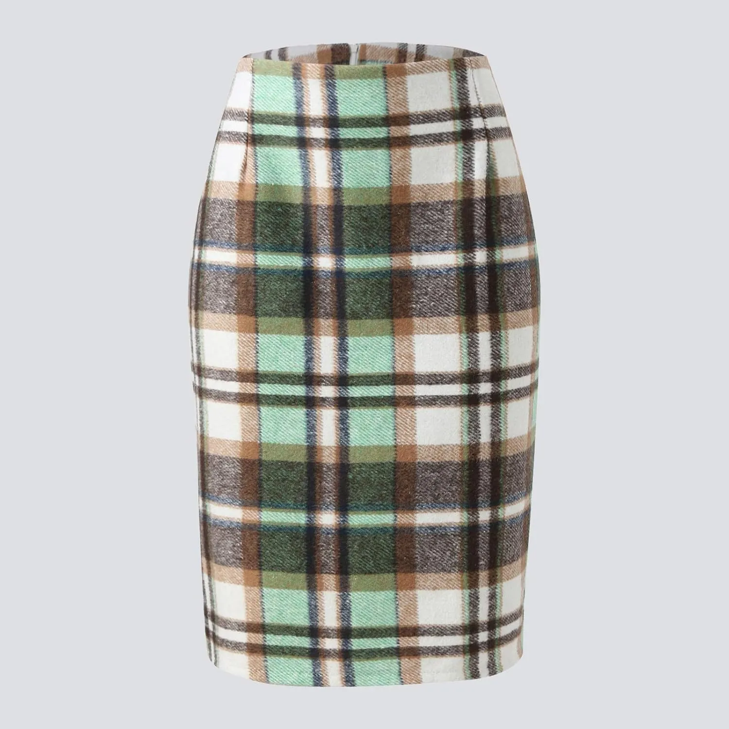 Plaid Skirts for Women 2024 Fall Winter Knee Length Wool Pencil Skirt
