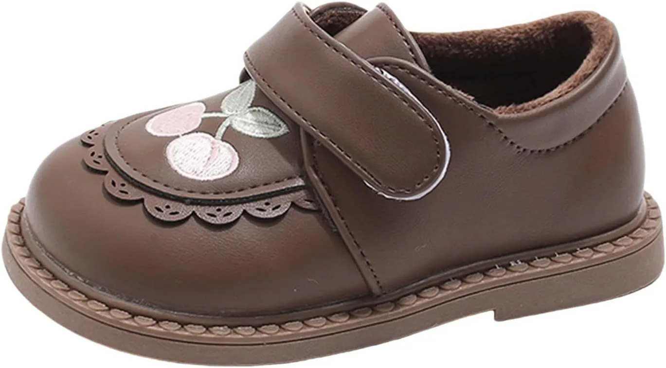 Plush Embroidery Mary Jane School Shoes for Girls Toddler Pary Wedding Dress Shoes Little Girls Cute Flat Shoes