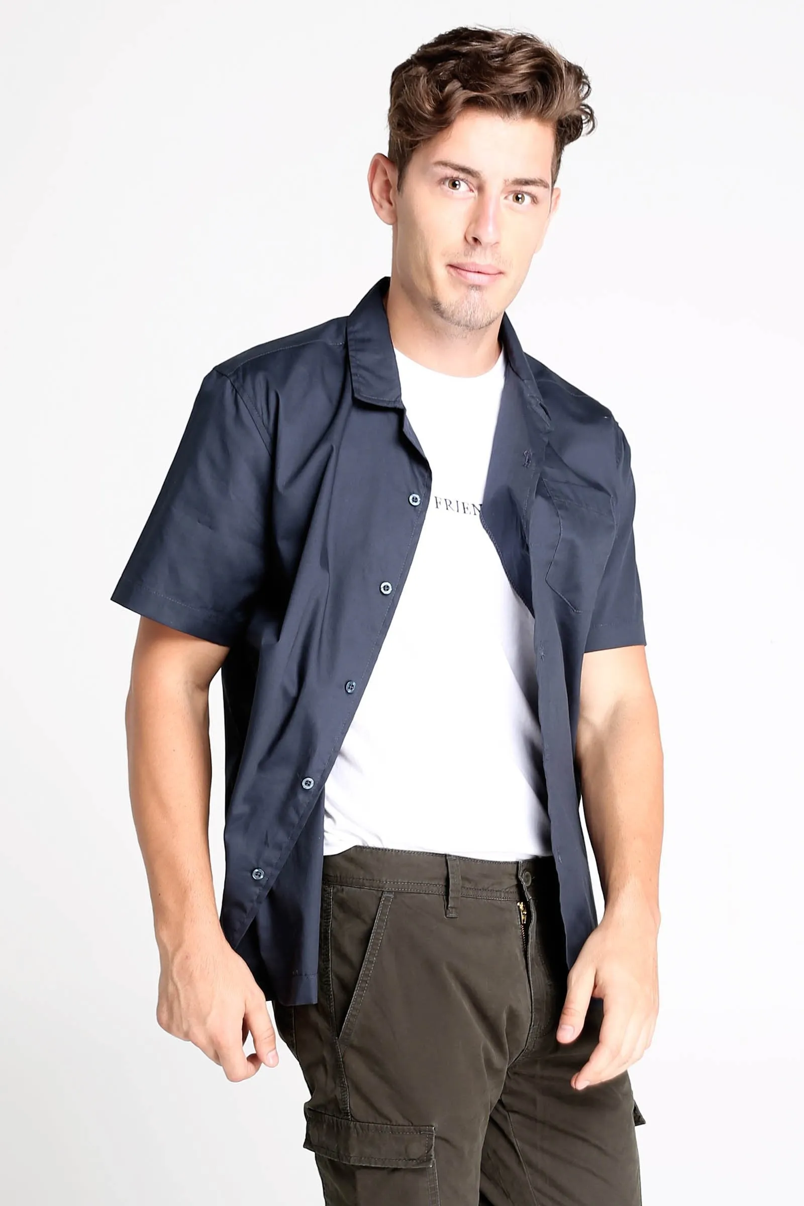 Poplin Shirt With Notched Collar