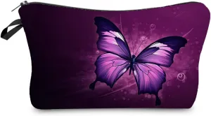 Purple Butterfly Makeup Bag Cute Small Organizer Zipper Pouch Purple Butterfly Cosmetic Bag Birthday Present for Butterfly Lovers Women Friends