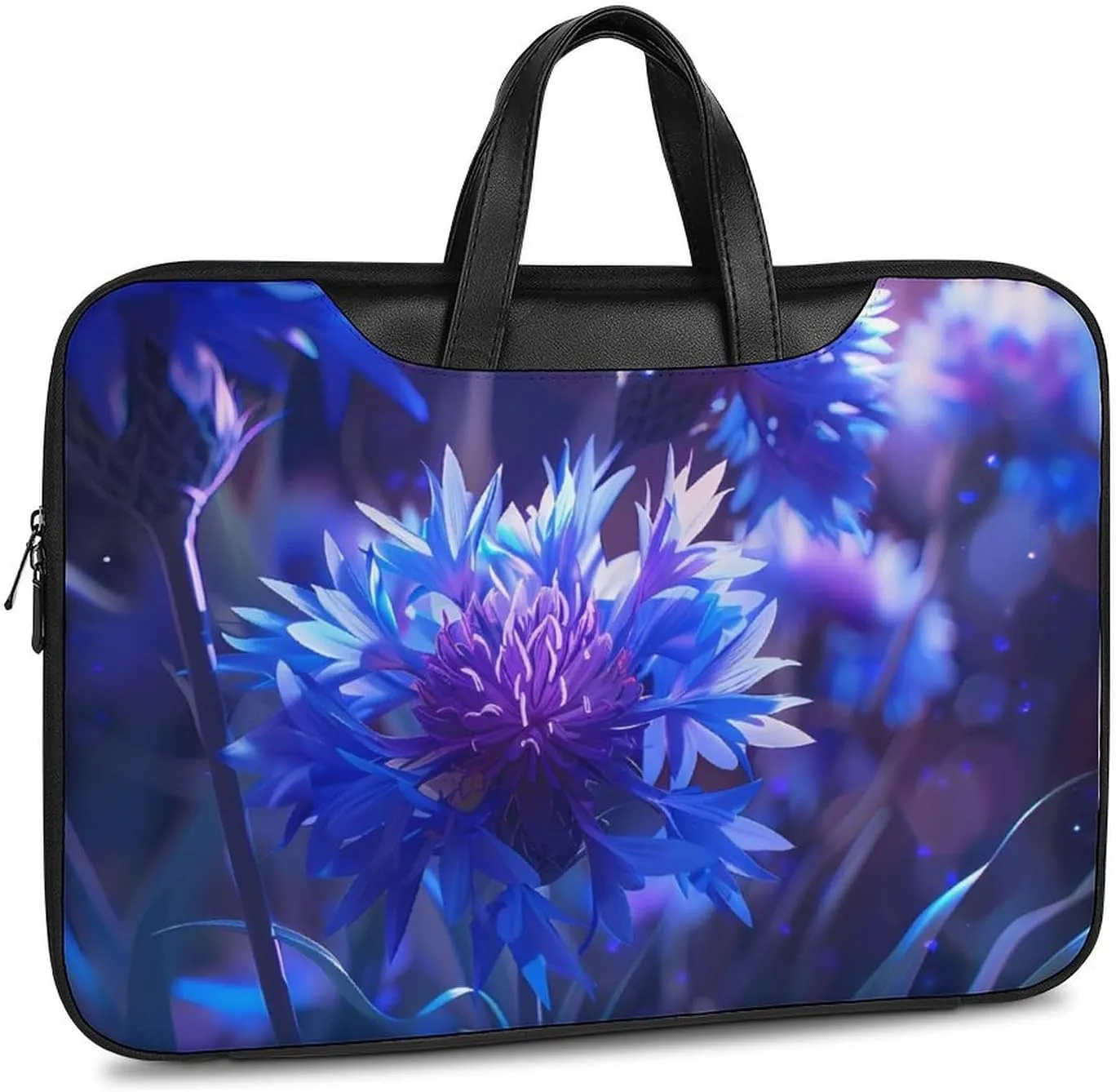 Purple Chrysanthemum Print Laptop Tote Bag Waterproof Computer Carrying Case Business Office Briefcase