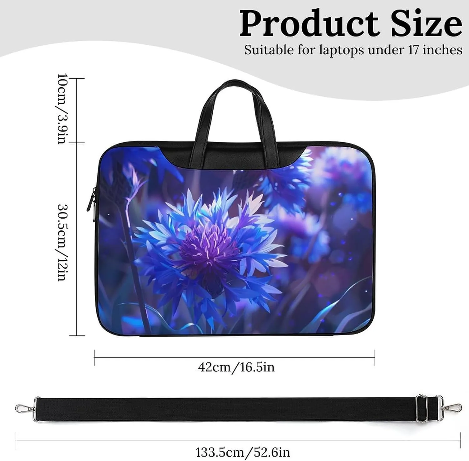 Purple Chrysanthemum Print Laptop Tote Bag Waterproof Computer Carrying Case Business Office Briefcase