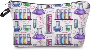 Reagent Bottles Makeup Bag Chemical Accessories Organizer Zipper Pouch Cartoon Chemical Appliance Cosmetic Bag Present for Chemists Chemistry Teachers Graduates