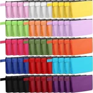 Reginary End of School Years Gift 60 Pieces Canvas Makeup Bags Bulk Cute Travel Cosmetic Pouch Multipurpose Blank Small Toiletry Bag DIY with Zipper for Travel Women Teens, 15 Colors(9.8 x 5 x 2 Inch)
