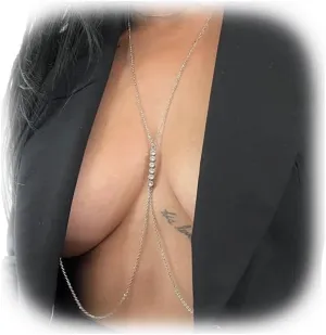 Rhinestone Bra Body Chain Jewelry Non Piercing Nipple Chain Necklace Crystal Chest Chain Sexy Lingerie Nipple Jewelry Rave Body Jewelry for Women