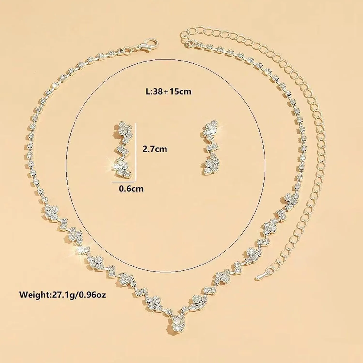 Roe Dolph Silver Jewelry Set Prom Necklace Bracelet Earrings Rhinestone Costume Jewelry for Women Bridal Jewelry Set for Wedding Prom Dresses 2025