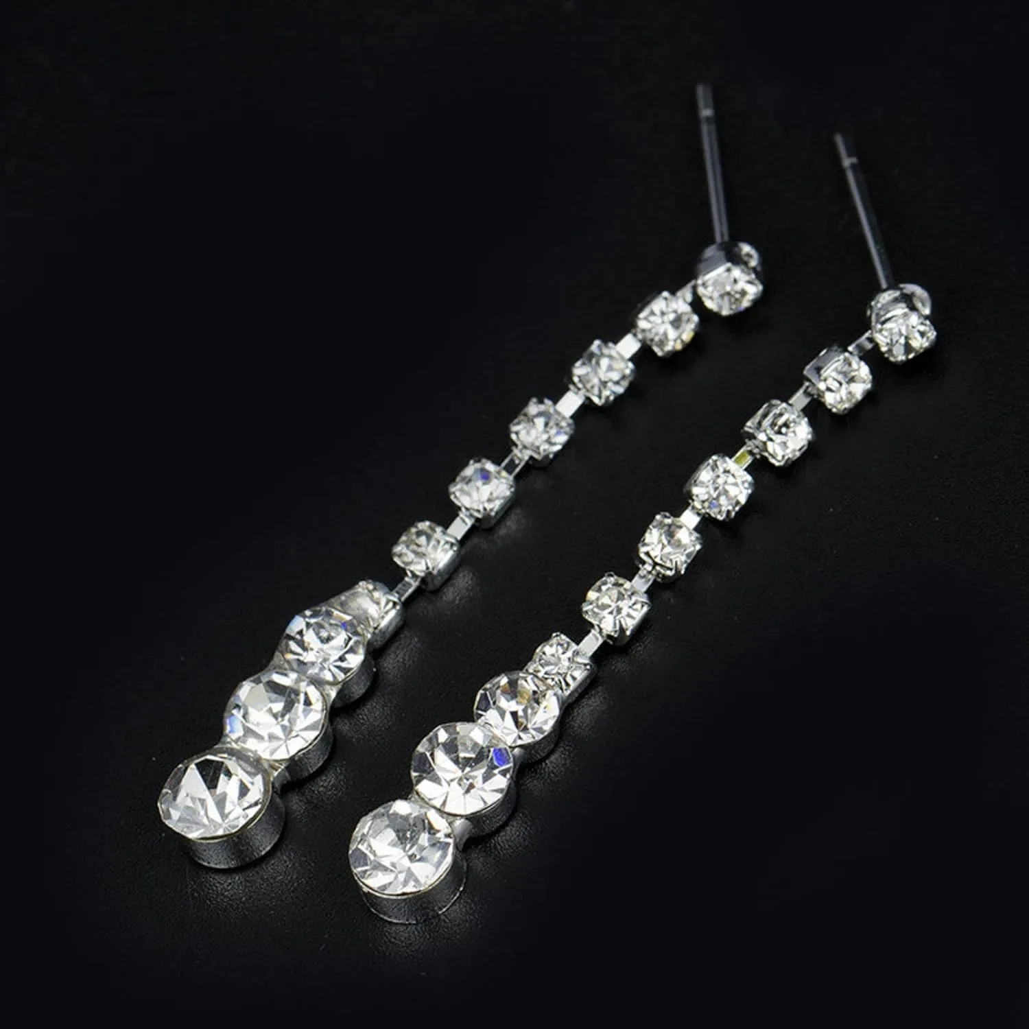 Roe Dolph Silver Jewelry Set Prom Necklace Bracelet Earrings Rhinestone Costume Jewelry for Women Bridal Jewelry Set for Wedding Prom Dresses 2025