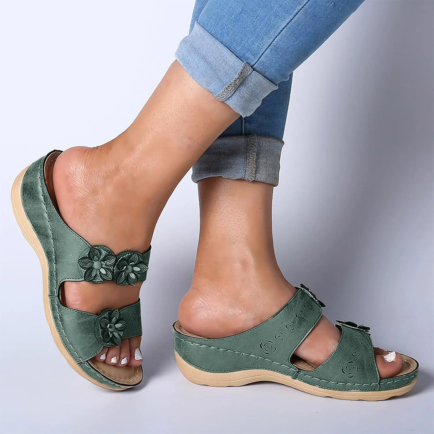 Sandals Women Dressy Summer, Womens Sandals Premium Orthopedic Open Toe Sandals Retro Anti-Slip Breathable