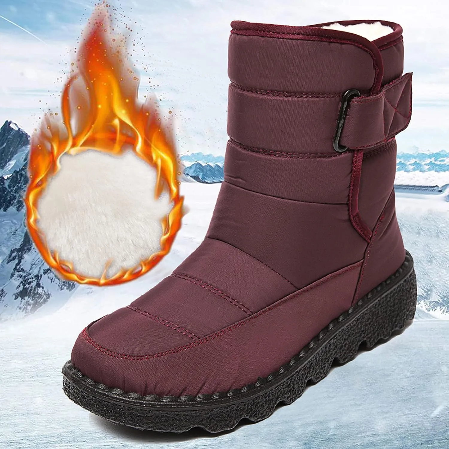 SBGMoSJ Short Winter Boots for Women Waterproof Snow Women's Duck Boots Waterproof Black Women Winter Boots Wide Size Winter Boot Women Botas De Nieve