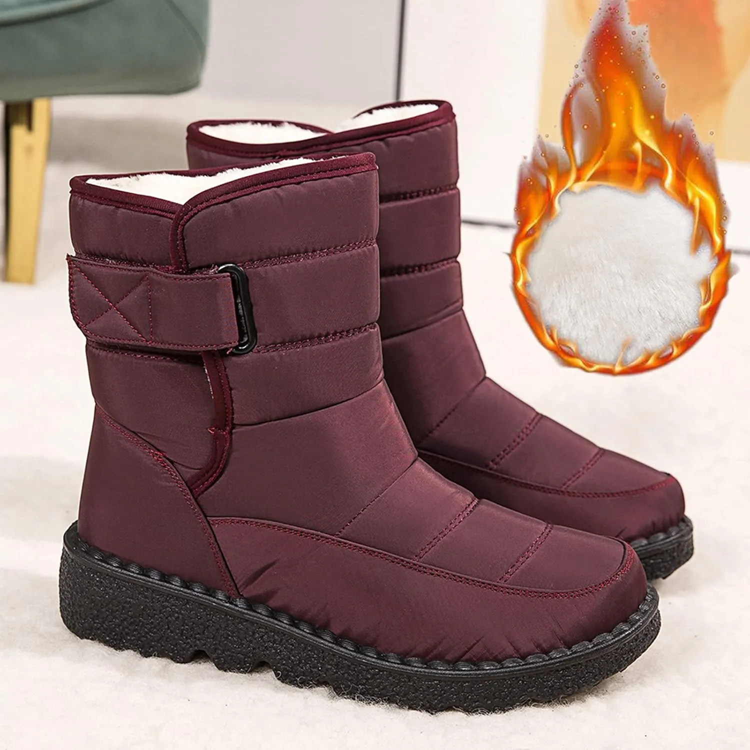SBGMoSJ Short Winter Boots for Women Waterproof Snow Women's Duck Boots Waterproof Black Women Winter Boots Wide Size Winter Boot Women Botas De Nieve