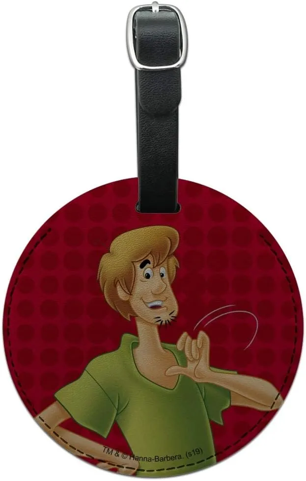 Scooby-Doo Shaggy Character Round Leather Luggage Card Suitcase Carry-On ID Tag