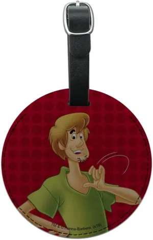Scooby-Doo Shaggy Character Round Leather Luggage Card Suitcase Carry-On ID Tag