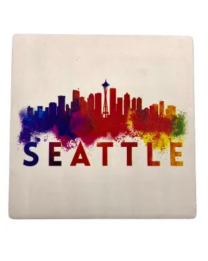 Seattle Skyline Abstract, Lantern Press Coaster