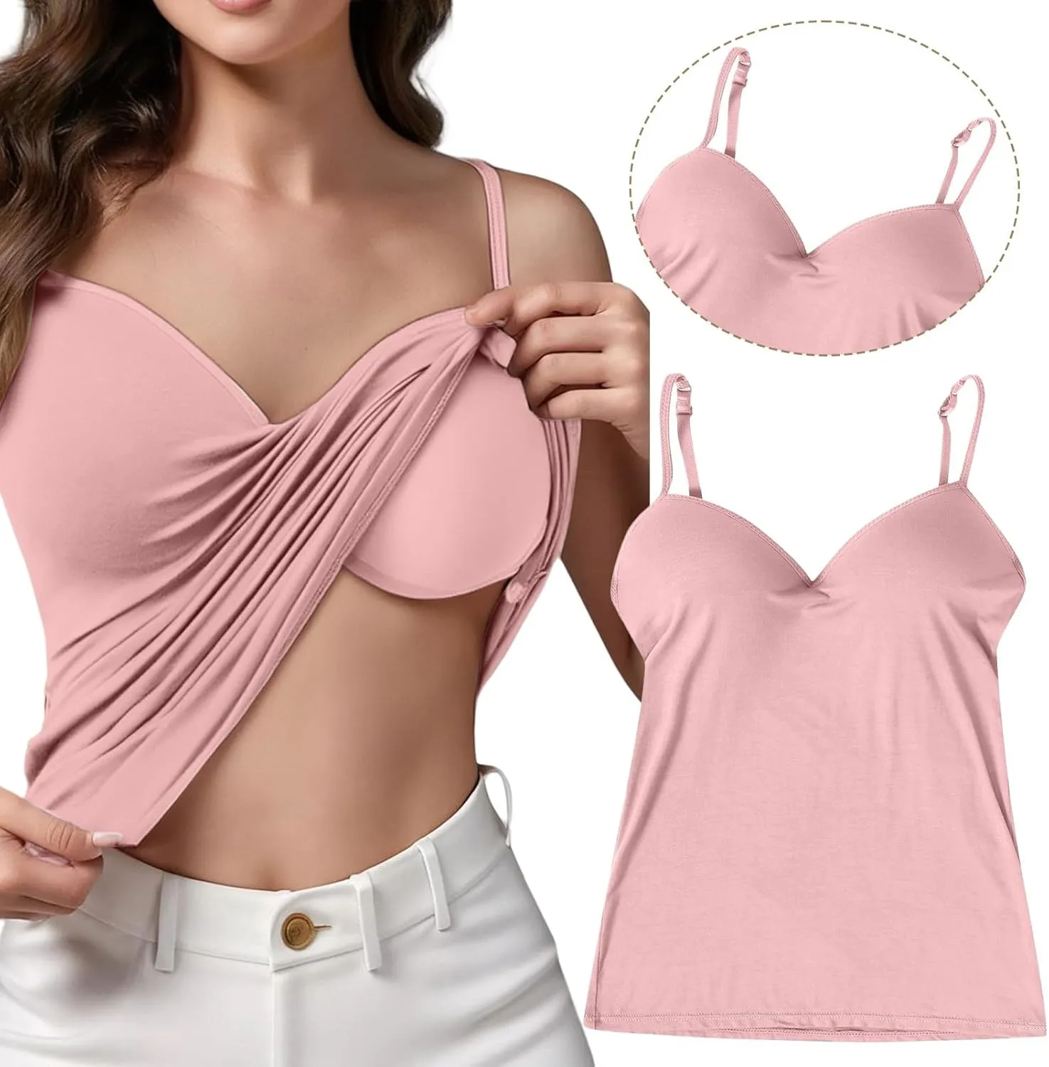 Shelf Bra Tank Tops for Women Soft Comfort No Underwire Tummy Control Bra Camisole Sleeveless Cotton Yoga Padded Cami