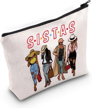 Sista Merch Afro Women Together TV Show Inspired Makeup Bag SisterHood Travel Pouch For Afro Women Best Sister Gifts (Sista Bag)