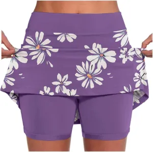 Skorts for Women with Pockets Plus Size Dressy Casual Floral Athletic Tennis Skirts with Shorts Summer Yoga Golf Skort