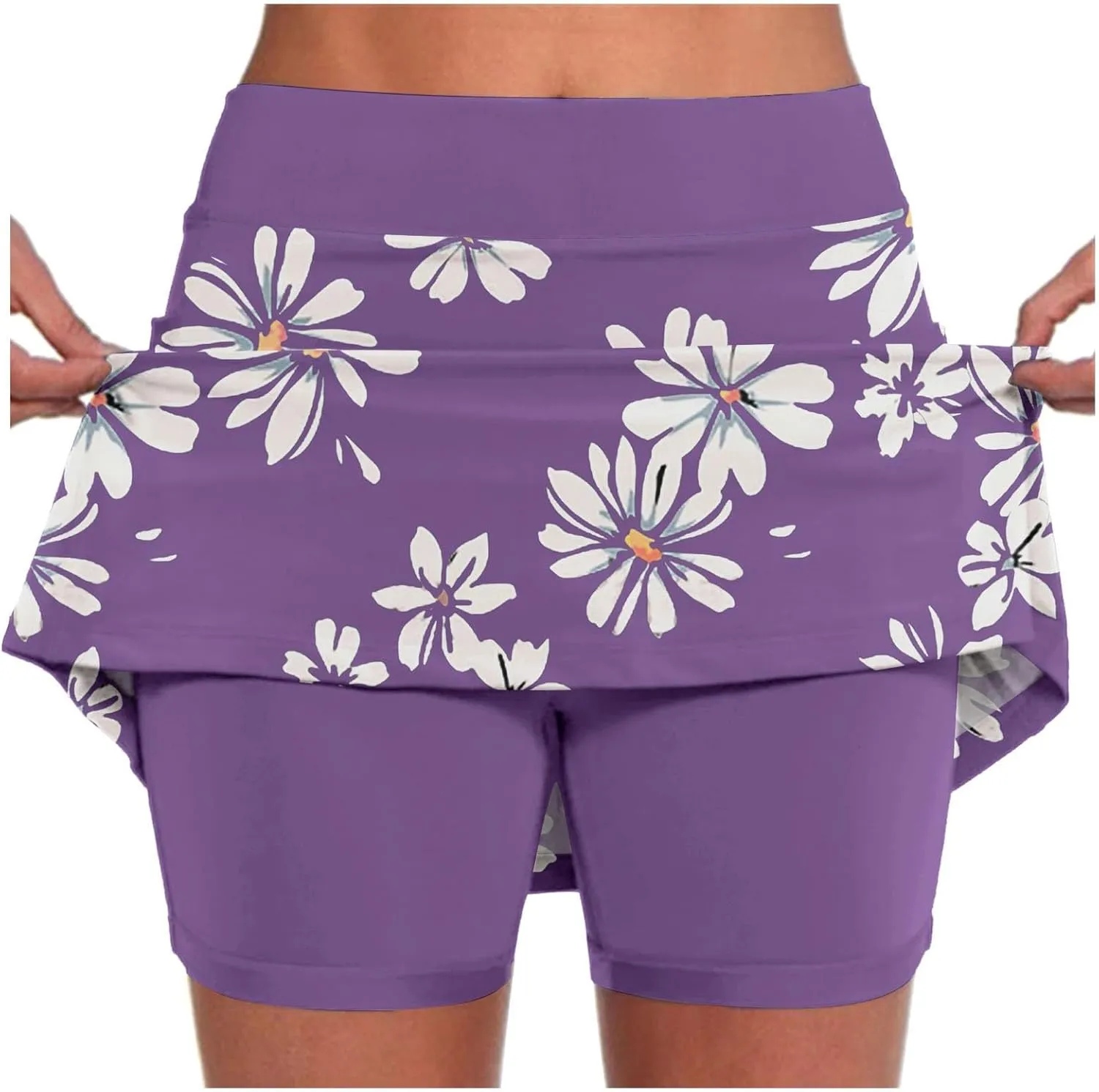 Skorts for Women with Pockets Plus Size Dressy Casual Floral Athletic Tennis Skirts with Shorts Summer Yoga Golf Skort