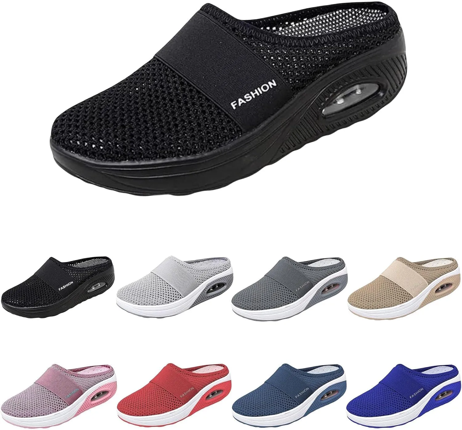 Slip On Clogs and Mules Diabetic Air-Cushion Walking Shoes for Womens,Breathable Slippers Closed Toe Slides Orthopedic Arch Support Sandals for Women Dressy Comfortable Wide Width Platform 2025