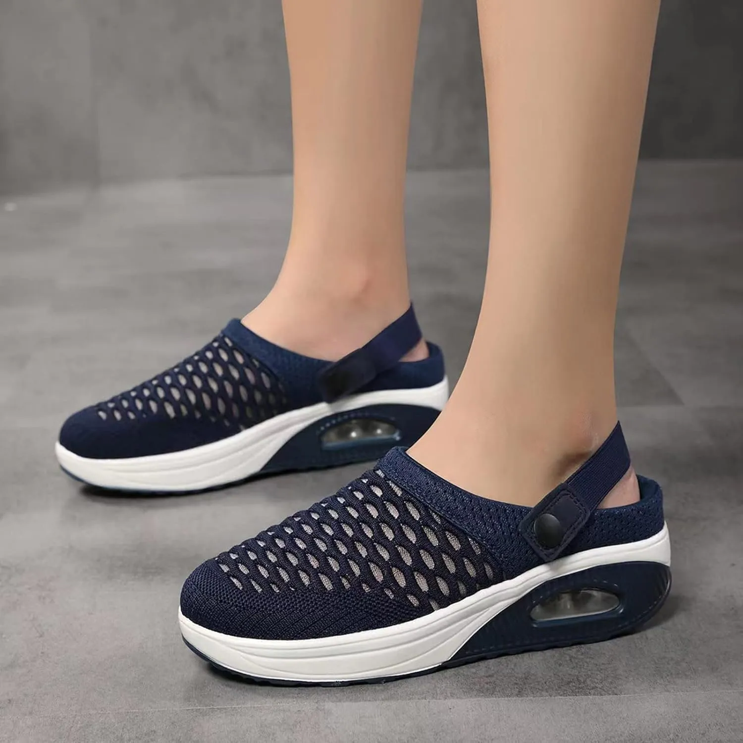 Slip On Mules & Clogs for Womens Light Open Back Shoes Breathable Mesh Walking Mules Mesh Air Cushion Orthopedic Diabetic Shoes Breathable Slippers Closed Toe Slides