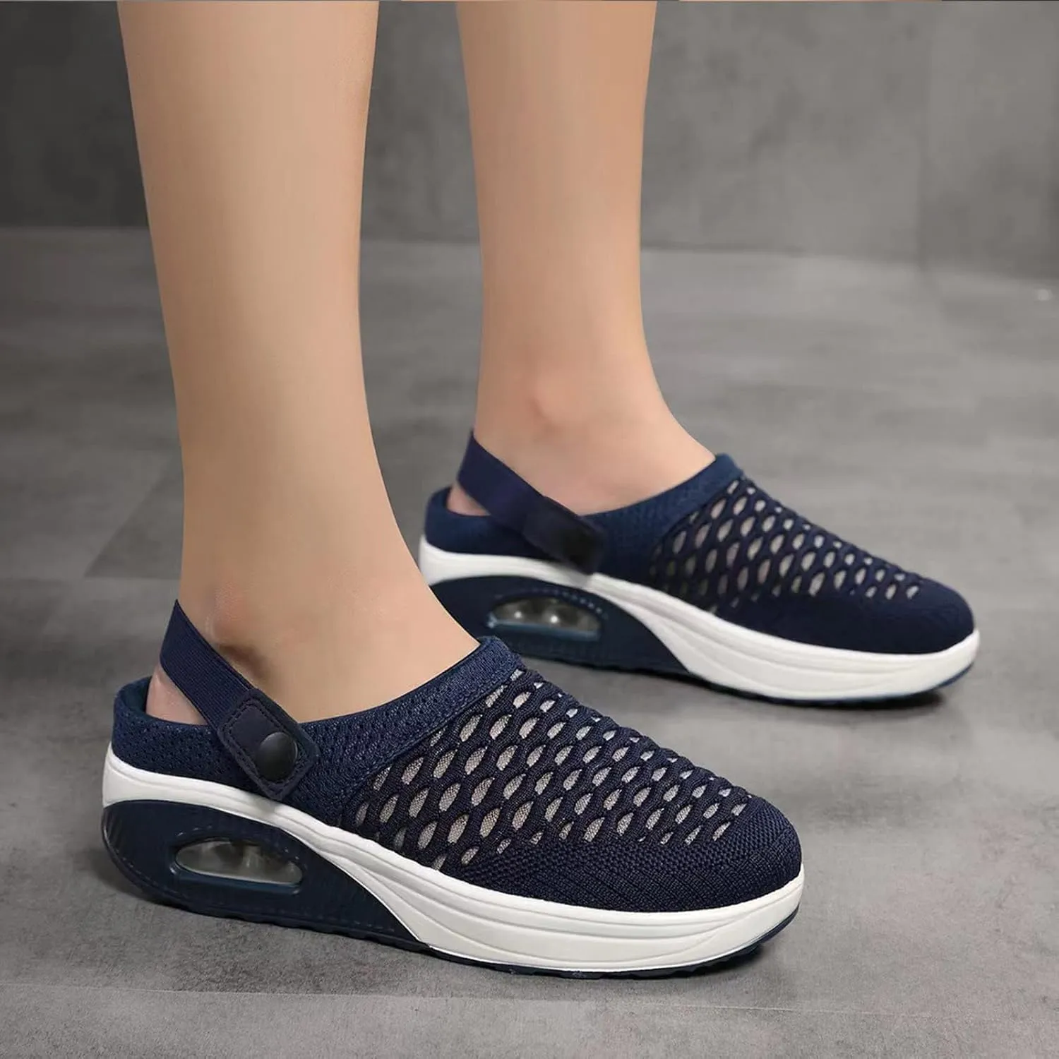 Slip On Mules & Clogs for Womens Light Open Back Shoes Breathable Mesh Walking Mules Mesh Air Cushion Orthopedic Diabetic Shoes Breathable Slippers Closed Toe Slides