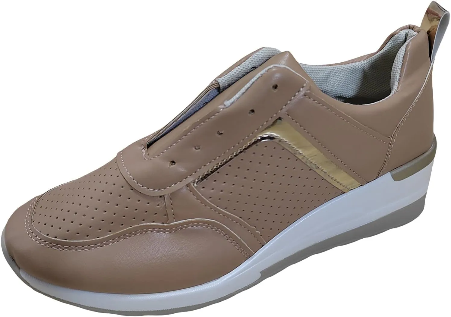Slip on Walking Shoes for Women Comfy PU Leather Non Slip Comfortable Running Shoes Breathable Sports Workout Tennis Shoes Fashion Lace Up Sneakers