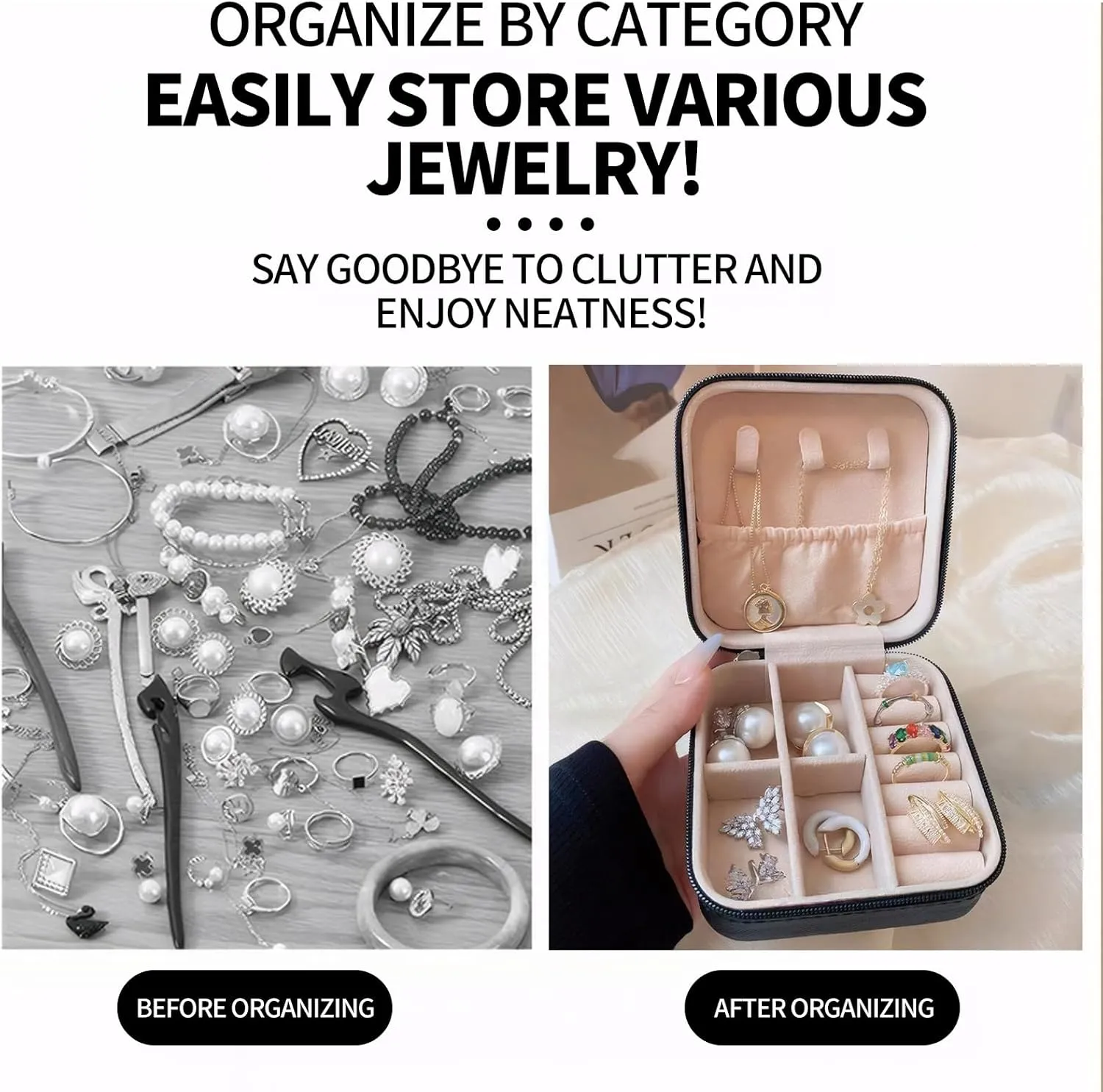 Small Jewelry Box Travel Jewelry Case Portable PU Leather for Girls Women Jewelry Organizer with Mirror, Storage Earring, Necklace, Rings, Abstract Art