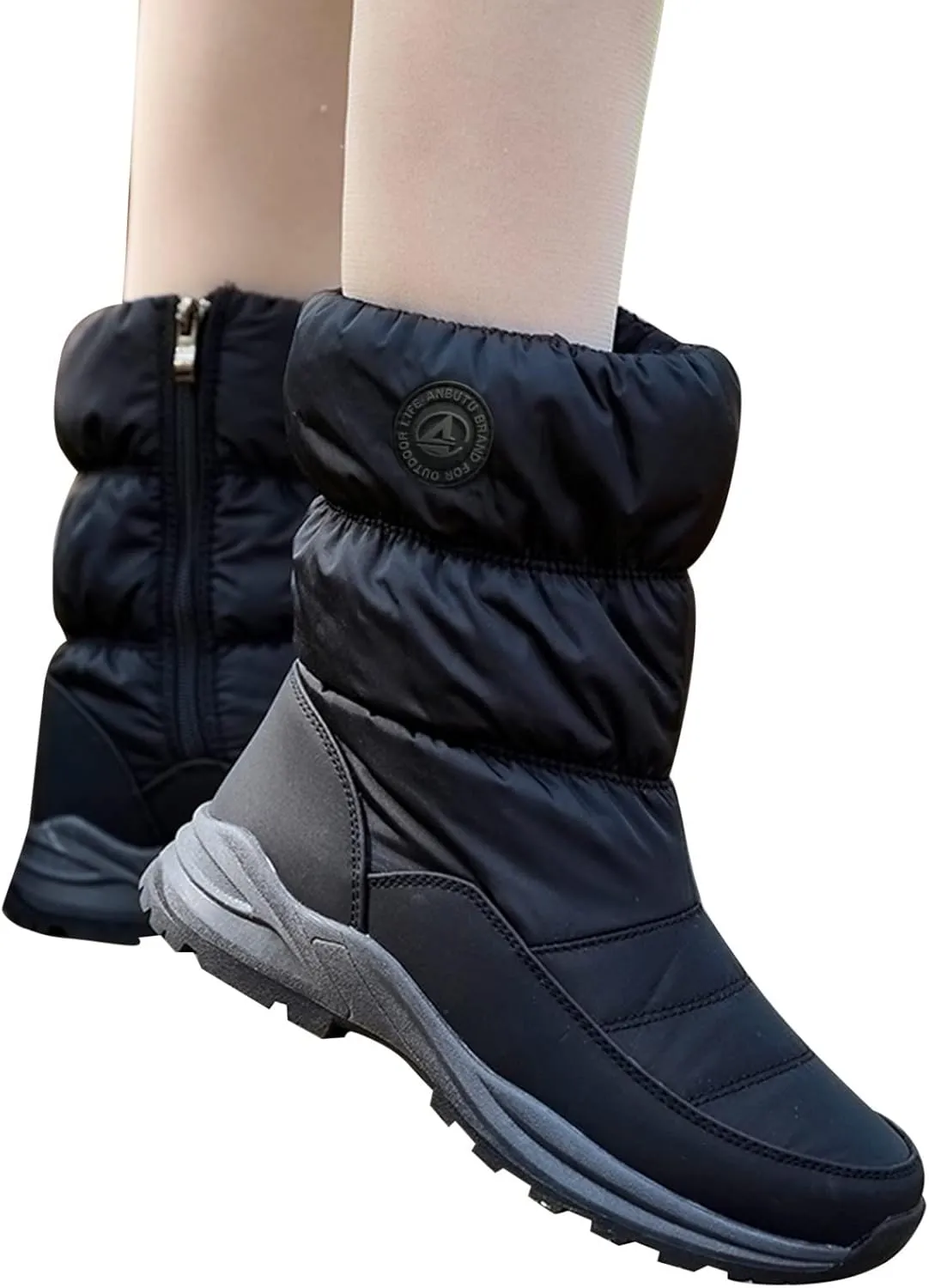 Snow Boot for Women with Zipper Winter Boots Women Waterproof Womens Winter Waterproof Boots Zapatos De Nieve Para Mujer Botas De Trabajo Antideslizantes Y Waterproof Para Mujer