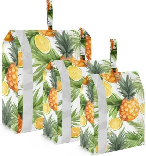 SPRIPORT Pineapple Lemon Leaves 3 Set Compression Packing Cubes for Travel Lightweight Luggage Organizer Bags for Carry on Suitcase Travel Accessories for Man Woman Clothes Vacation