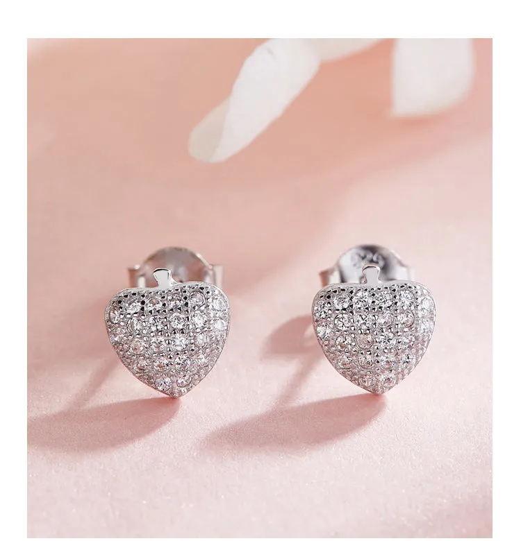 Sterling silver cute little shiny apple earring