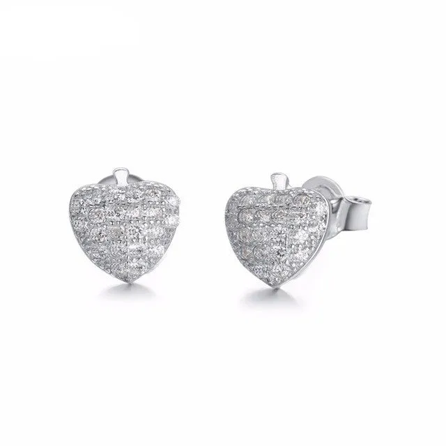 Sterling silver cute little shiny apple earring
