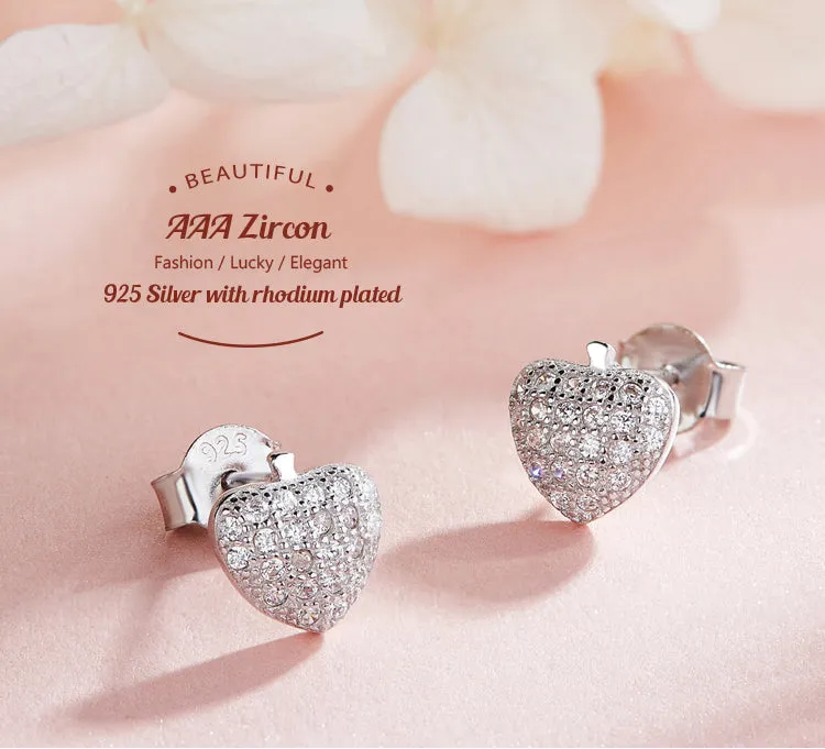 Sterling silver cute little shiny apple earring