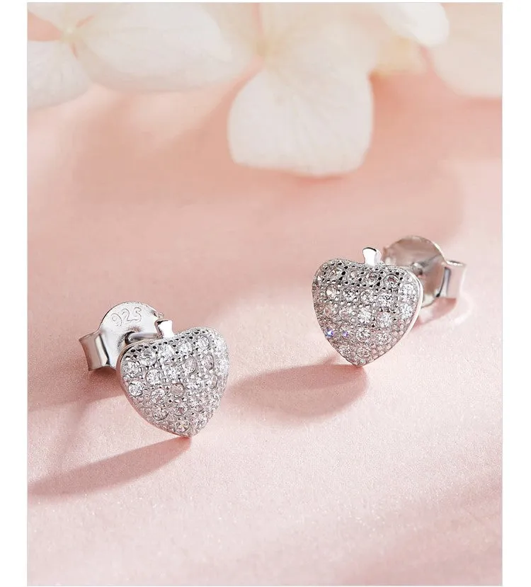 Sterling silver cute little shiny apple earring